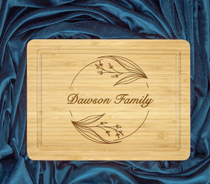 personalized engraved cutting boardwith flowers