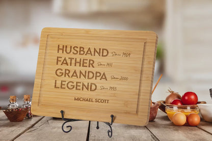 Personalized Bamboo Cutting Board - The GrillFather - Custom BBQ Kitchen Gift