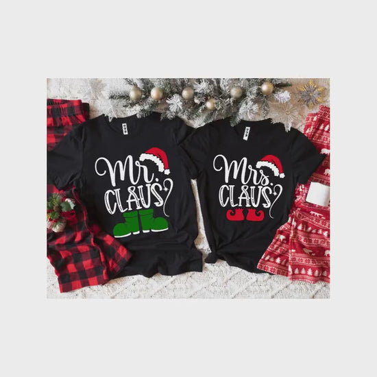 Mrs. Claus and Mr. Claus Couples Christmas Shirts video.