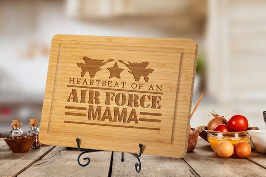 Heartbeat of an Air Force Mama Cutting Board, Unique Mother's Day Gift