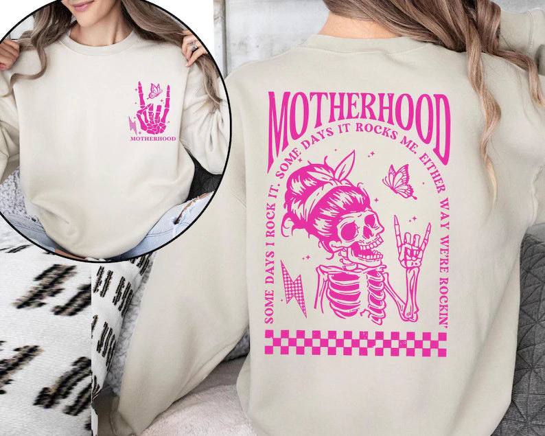 Rock Motherhood in Style: 'Some Day I Rock It' Skeleton Motherhood Sweatshirt - Ideal Mothers Day Gift