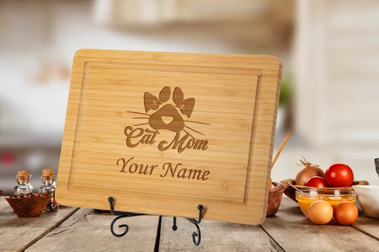 Cat Mom Cutting Board, Personalized Mother's Day Gift