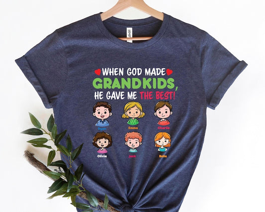 When God Made Grandkids, He Gave Me The Best: Custom Grandma Shirt - Heartfelt Mother's Day Gift