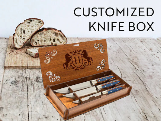 Personalized Knife Set with Box Kitchen Gift for Mom