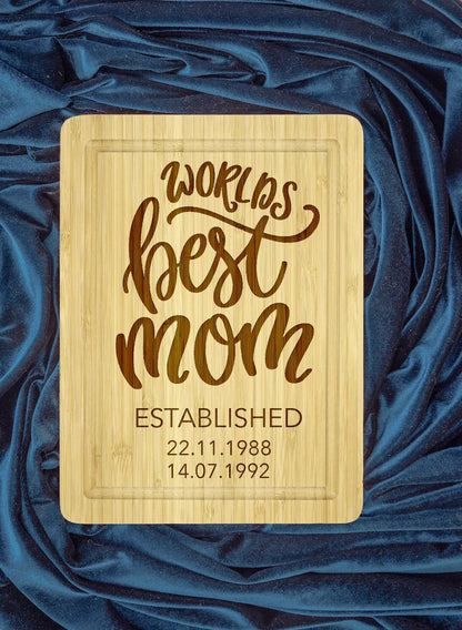 World's Best Mom Cutting Board, Mothers Day Gift, Gift to Wife, Cutting Board for Grandma, Mom's Kitchen Gift, Custom Mom's Birthday Gift