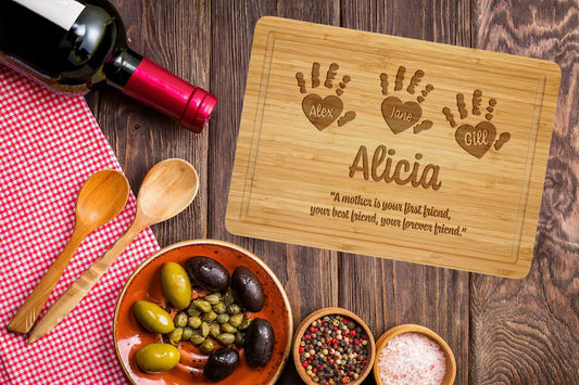 Personalized Mother's Day Cutting Board | Mom's Kitchen Decor & Birthday Gift