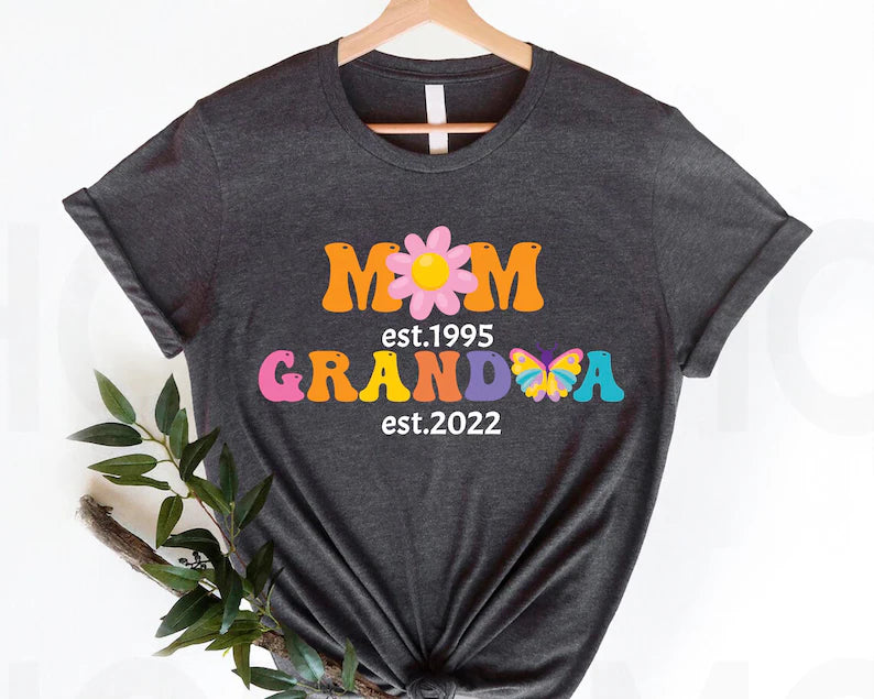 Floral Mom Grandma Est Shirt