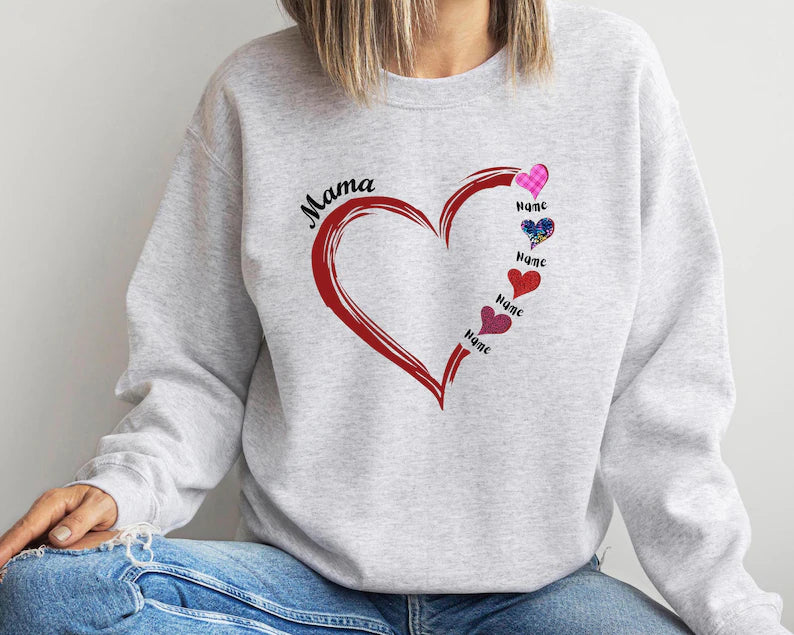 Grandma Heart: Custom Grandkids Name Sweatshirt - Personalized Mothers Day Gift