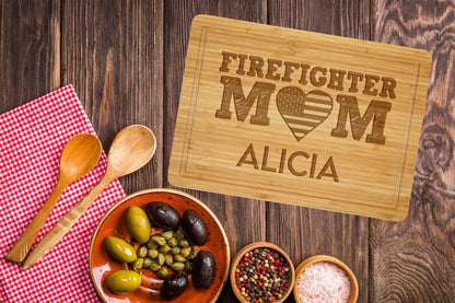 Personalized Firefighter Mom Cutting Board, Mother's Day Gift