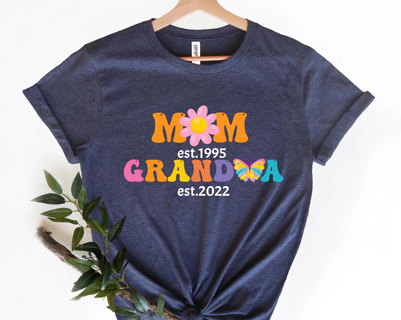 Floral Mom Grandma Est Shirt