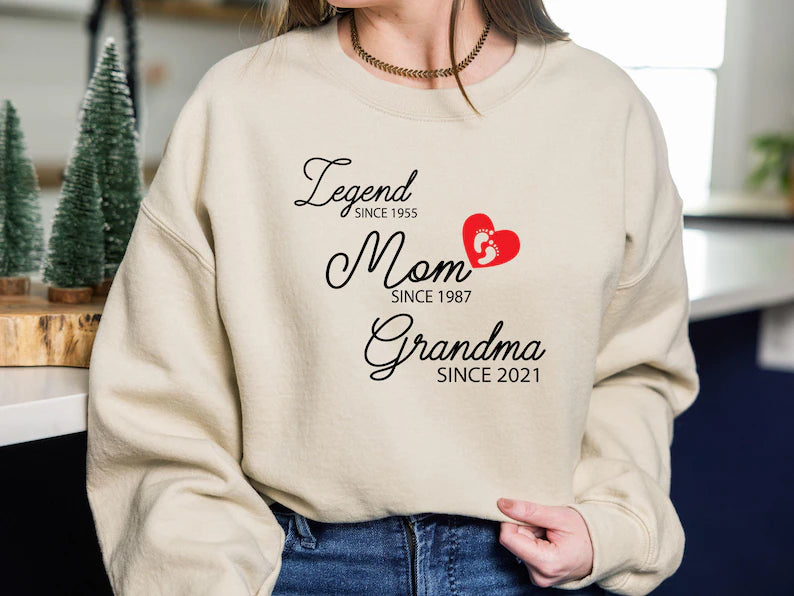 Legendary Love: Legend Mom Grandma Est Sweatshirt - Perfect Mothers Day Gift for the Queen of the Family