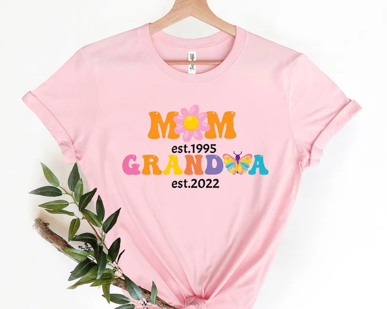 Floral Mom Grandma Est Shirt