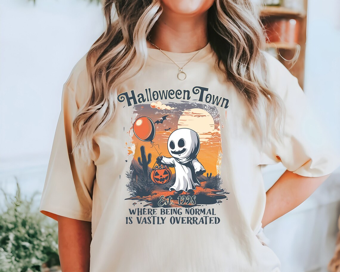 Halloween Town Ghost T-Shirt - Cute Spooky Season Tee, Unisex Halloween Shirt